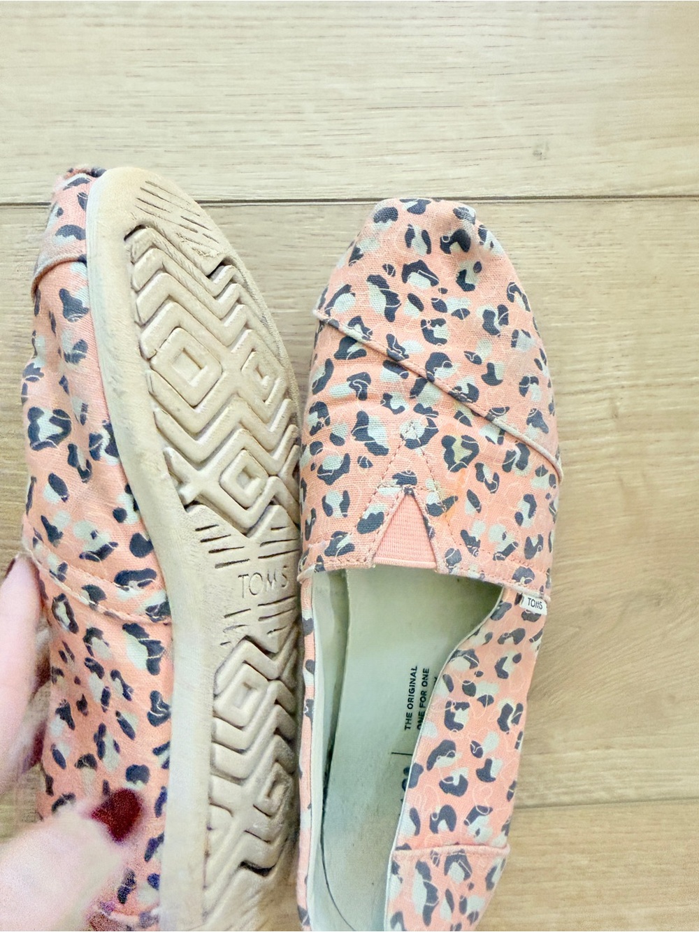Toms Coral Pink Leopard Print Canvas Slip-Ons